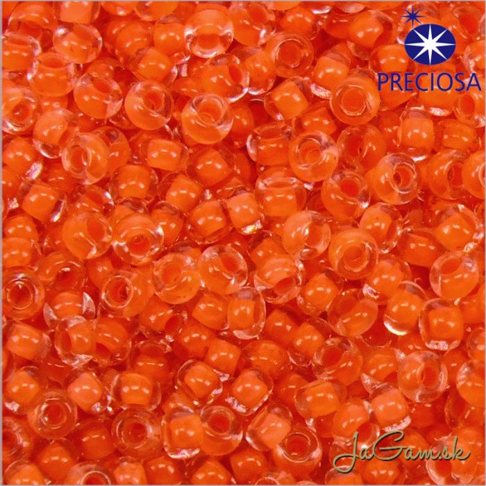 Rokajl Preciosa 8/0 Priehľadná s oranžovým prieťahom č.08A91-25g (PR08016)